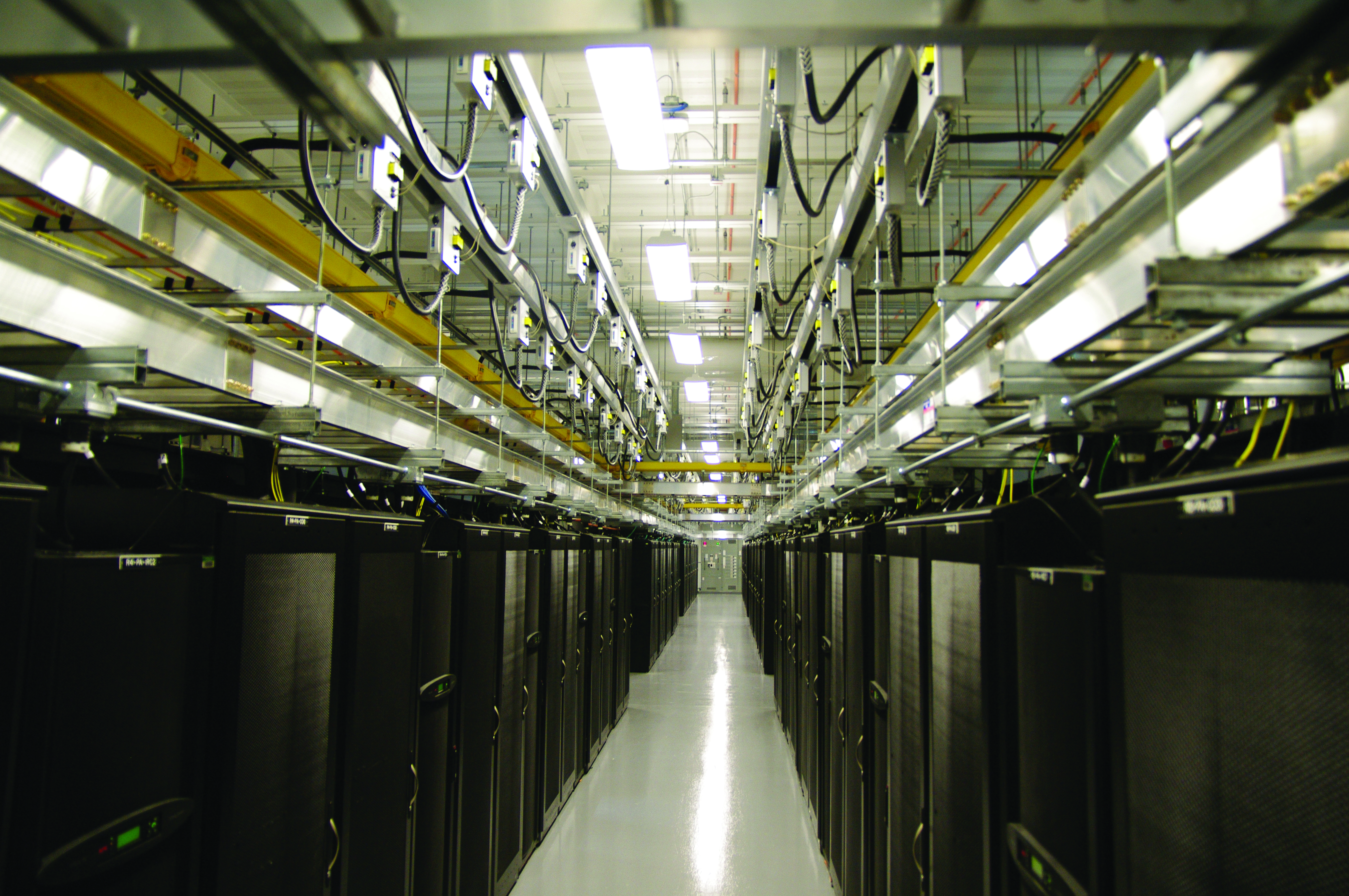 Interior of the Massachusetts Green High Performance Computing Center (MGHPCC),