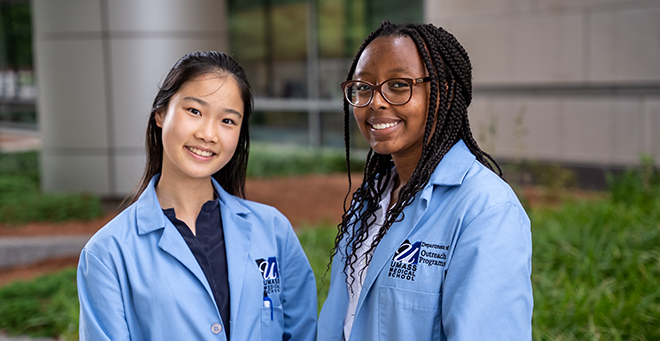 Rising juniors Yutian “Tina” Li (left) and Shalom Njau