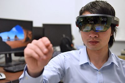 Student with AR headset