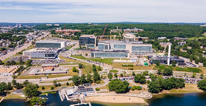 Drone image of UMass Chan Medical School campus