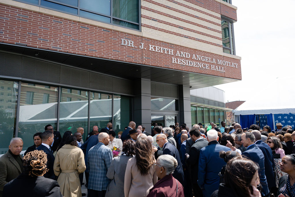 Unveiling of UMass Boston's new residence halls on campus.