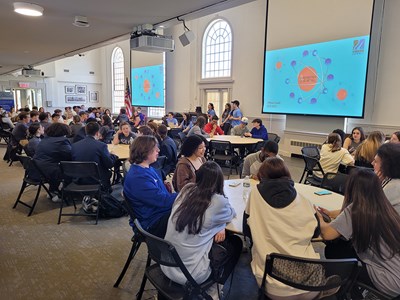 High school students from Chelmsford and Stoneham, Massachusetts and Salem, New Hampshire take part in "It’s Elementary: The Chemistry Quiz Bowl" hosted by the The UMass Lowell chapter of the American Chemical Society.