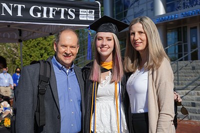 Julia Desrocher said it was "surreal" being back on campus for graduation with her parents, Tricia '87 and Rick.