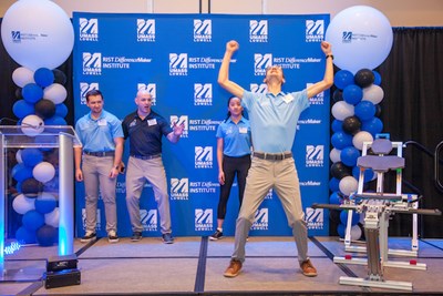 Sophomore biomedical engineering major Mark Elman puts his acting skills to use during his team's Peak Performance pitch.