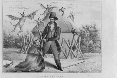 "A Very Bad Man," an 1833 illustration based on trial testimony about the murder of "mill girl" Sarah Cornell.