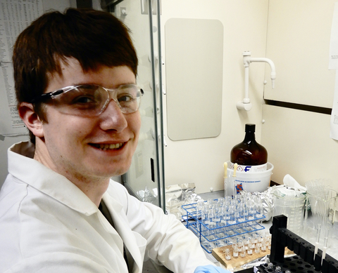 Kurt Lindberg (class of 2020) analyzing ancient Lake El’gygytgyn sediments for vegetation and past temperature reconstruction.