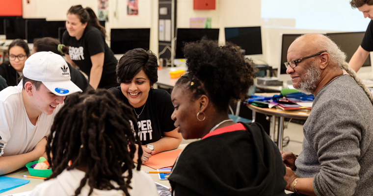 Students and faculty participating in UMass Boston's Roxbury Summer Program