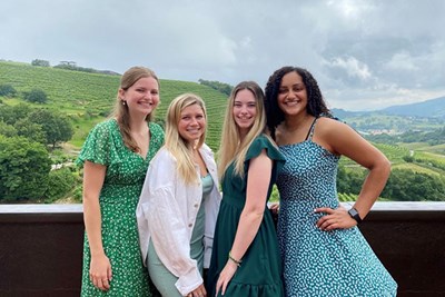 Honors students studying abroad in San Sebastian, Spain, from left: Nora Tracey, Julia Jordan, Audrey Waisnor and Jennifer Dossantos.