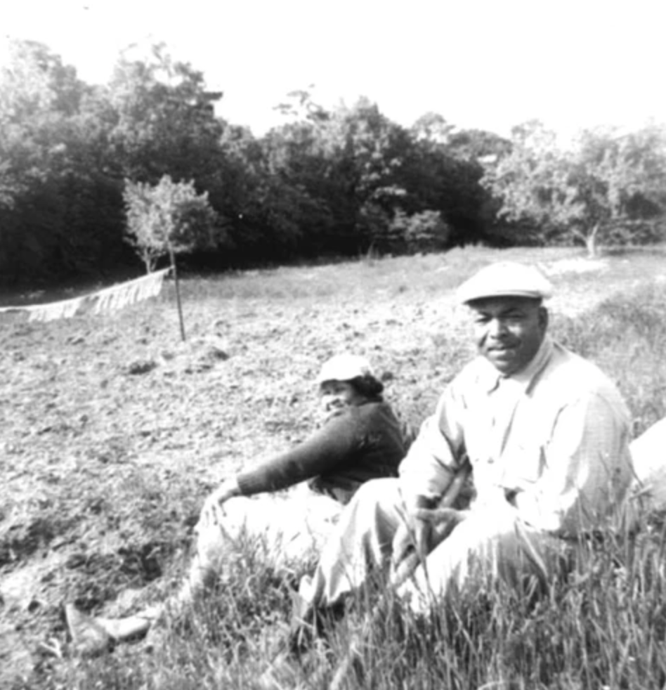 Antone M. Lopes and Micaella do Rosario Lopes, on their farm at 62 Sherman Street, S. Dartmouth, Mass. 1950's. Image courtesy of the Lopes Family Archives