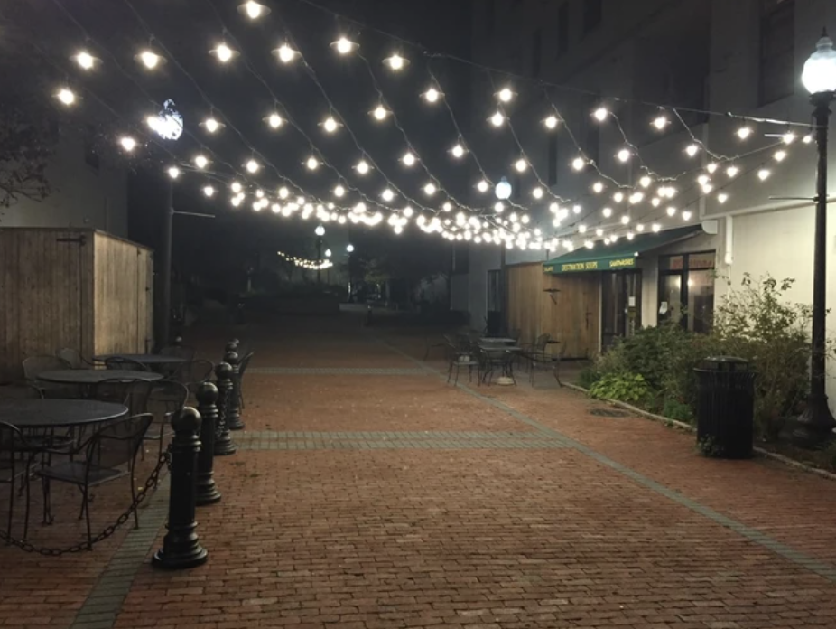 New lights illuminating Wing's Court in New Bedford