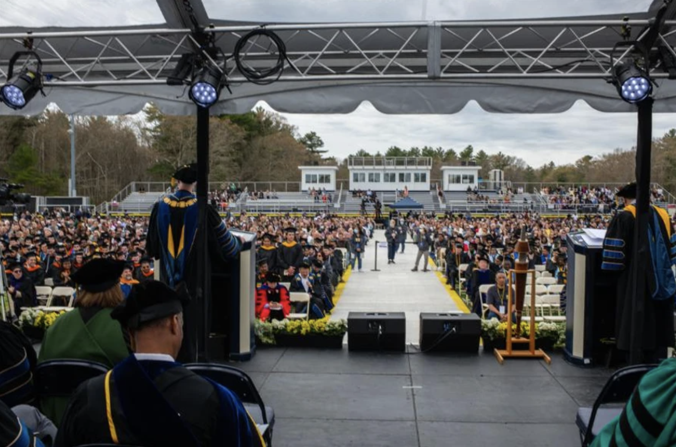 View of 2022 commencement ceremony from stage