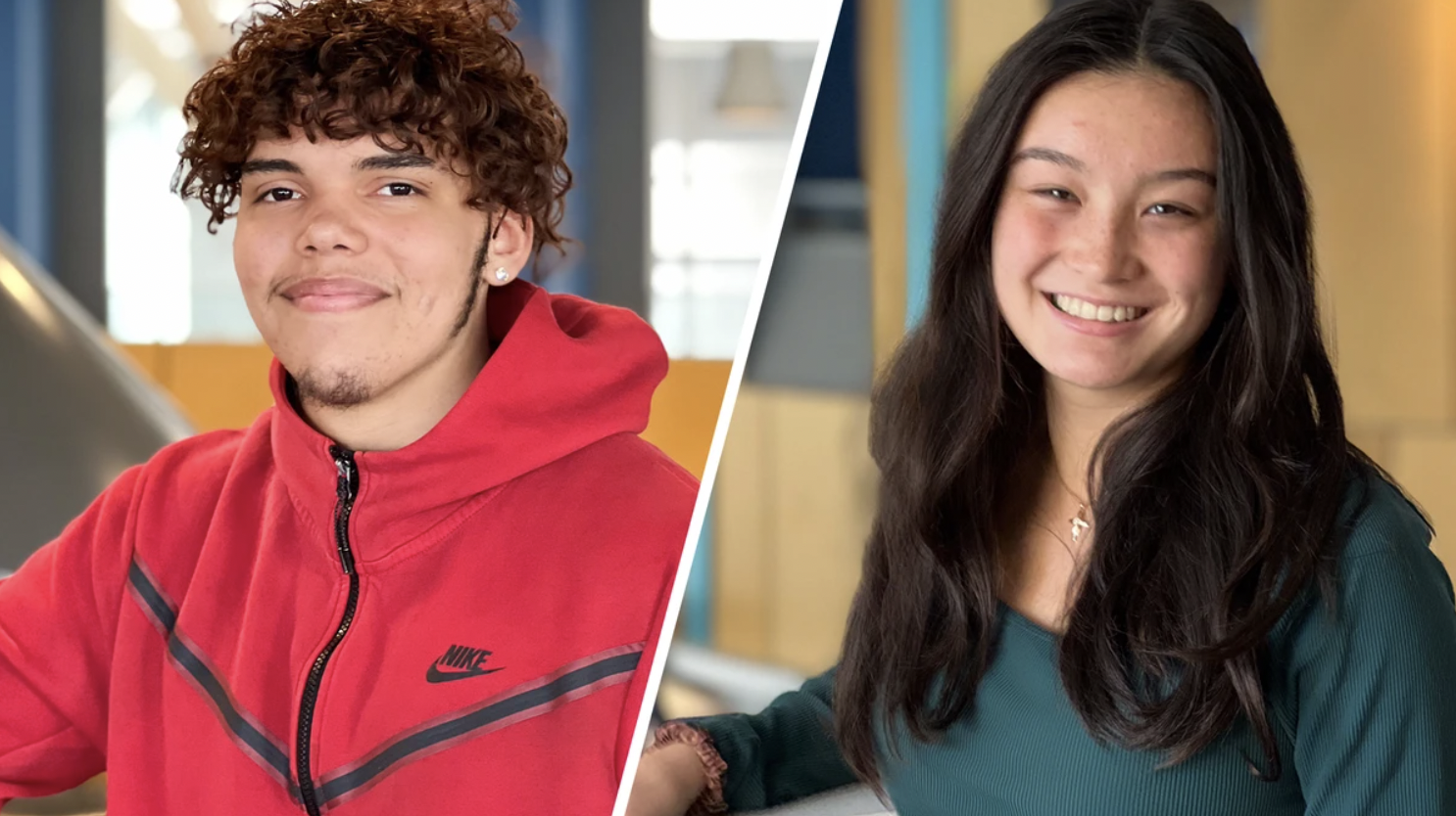 Yanckee Deleón (left) and Catherine Moyes (right), two current Brockton High students participating in Commonwealth Collegiate Academy