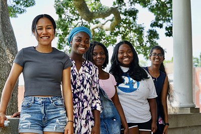 New River Hawks celebrate at Allen House after completing a summer program for first-generation college students.