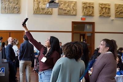 Student Eco Reps from Boston University take a selfie during a break in the symposium.