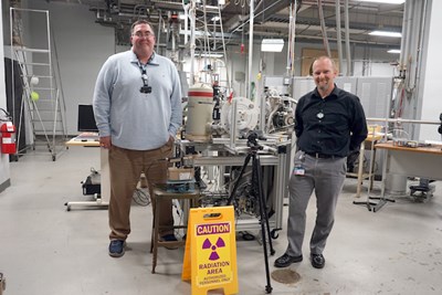 Director of Radiation Safety Steven Snay, right, and Senior Radiation Safety Specialist Christopher Tavares head up a team that has received the Outstanding Radiation Safety Program award from the Health Physics Society.