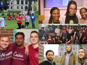Collage of students from each of the five UMass campuses.
