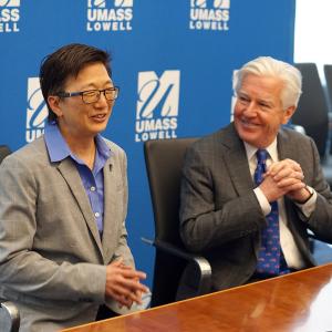 Dr. Julie Chen and UMass President Marty Meehan