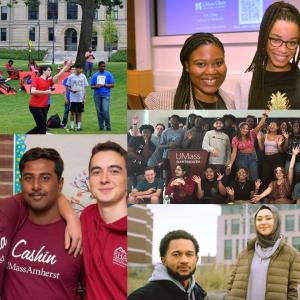 Collage of students from each of the five UMass campuses.