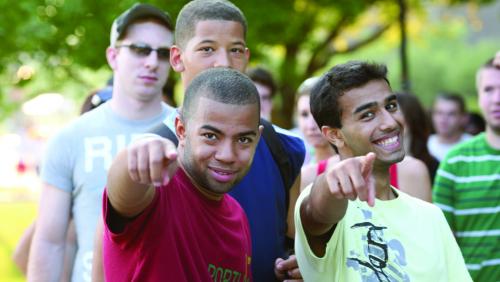 Students smiling at UMass Lowell