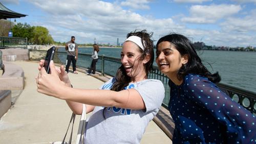Students taking selfie