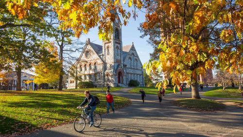 UMass Amherst Old Chapel during the fall