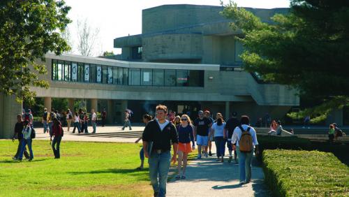 Students walking on UMass Dartmouth campus