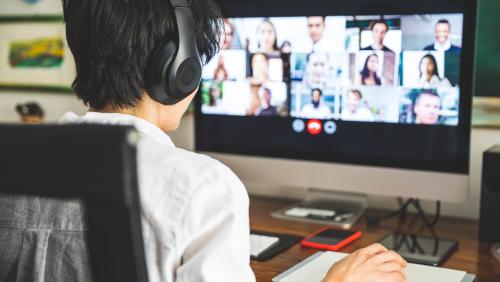 Woman on virtual conference call