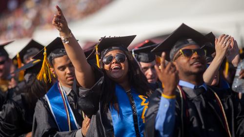 Excited student at graduation