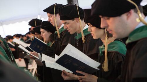 Medical students at commencement